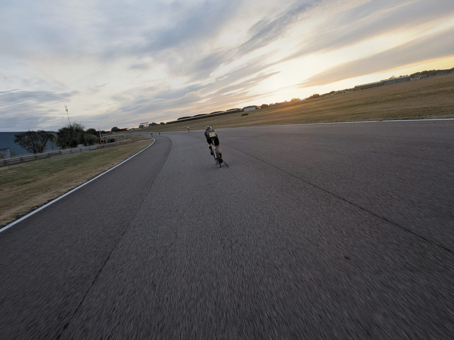 A SRAMcc rider time trialling at Thruxton